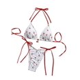 thumbnail image 1 of Women's 2 Piece Swimsuit Cherry Print Bikini Set Halter Triangle Bikini Side Tie String Bathing Suits White Red Medium, 1 of 4