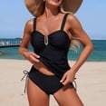 thumbnail image 1 of Women's 2-Piece Swimsuit High-Waisted Full Coverage Strap Tops Bikini Sets Summer Sleeveless Tankini Bathing Suit with Bottom Black M, 1 of 9