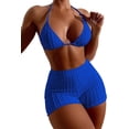 thumbnail image 1 of Women's 2 Piece Swimsuits Halter Triangle Top with Shorts Bikini Set Bathing Suits, 1 of 6