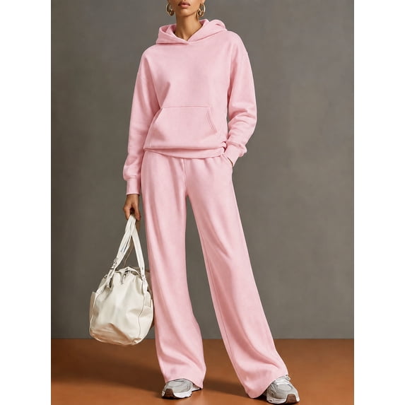 Women's 2 Piece Tracksuit Lounge Set with Hoodie & Wide Leg Sweatpants, Sizes S-XXL