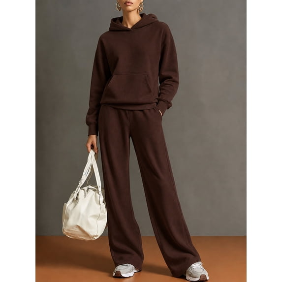 Women's 2 Piece Tracksuit Lounge Set with Hoodie & Wide Leg Sweatpants, Sizes S-XXL
