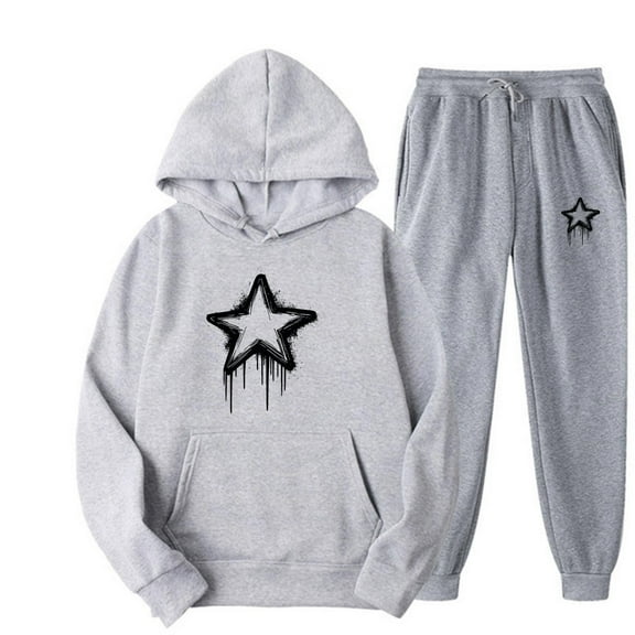Women's 2 Piece Tracksuit Outfits Casual Star Shape Graphic Hoodie and Sweatpants Sport Set Cute Comfy Loungewear Sets Long Sleeve Workout Fall Winter Athletic Clothing Sets Matching Sets