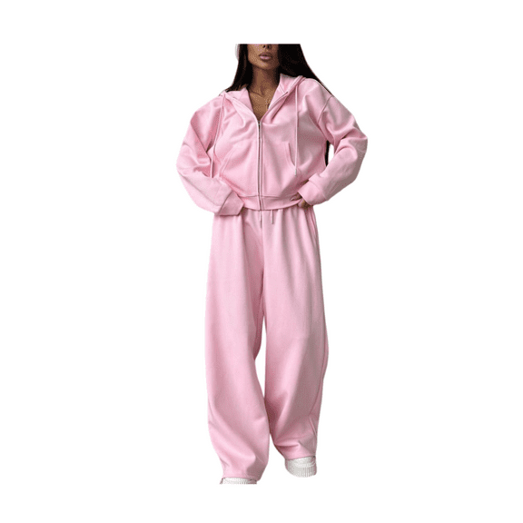 Women’s 2-Piece Tracksuit Set, Cotton Zip-Up Hoodie and Drawstring Sweatpants, Long Sleeve Athletic Jogging Outfit, Casual Sportwear for Gym, Running, Travel, or Lounge