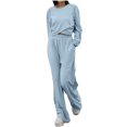 thumbnail image 1 of Women's 2 Piece Tracksuit Set Cropped Sweatshirt Wide Leg Sweatpants Comfy Casual Outfit Wear Jogger Suit, 1 of 2