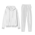 thumbnail image 1 of Women's 2 Piece Tracksuit Set Zip Up Hoodie Sweatshirt and Jogger Sweatpants with Pockets Fleece Lined Athletic Running Lounge Wear Casual Fall Winter Outfits with Back Pocket, 1 of 4