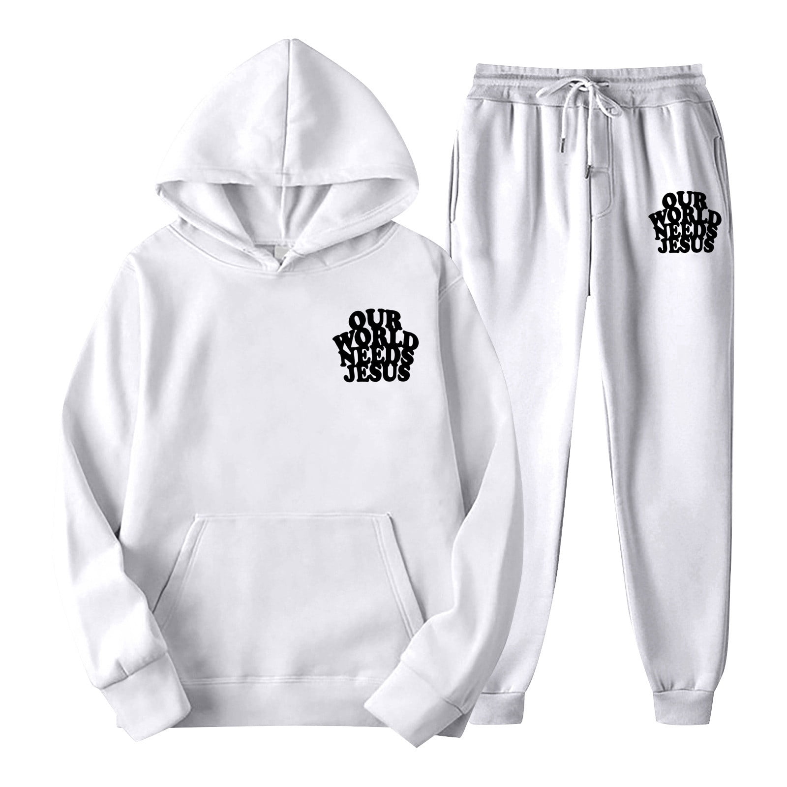 Women's 2 Piece Tracksuits Christian Faith Letter Print Long