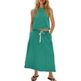 thumbnail image 1 of Women's 2 Piece Vacation Outfit Sleeveless Crop Top and Flowy Maxi Skirt Set, 1 of 8