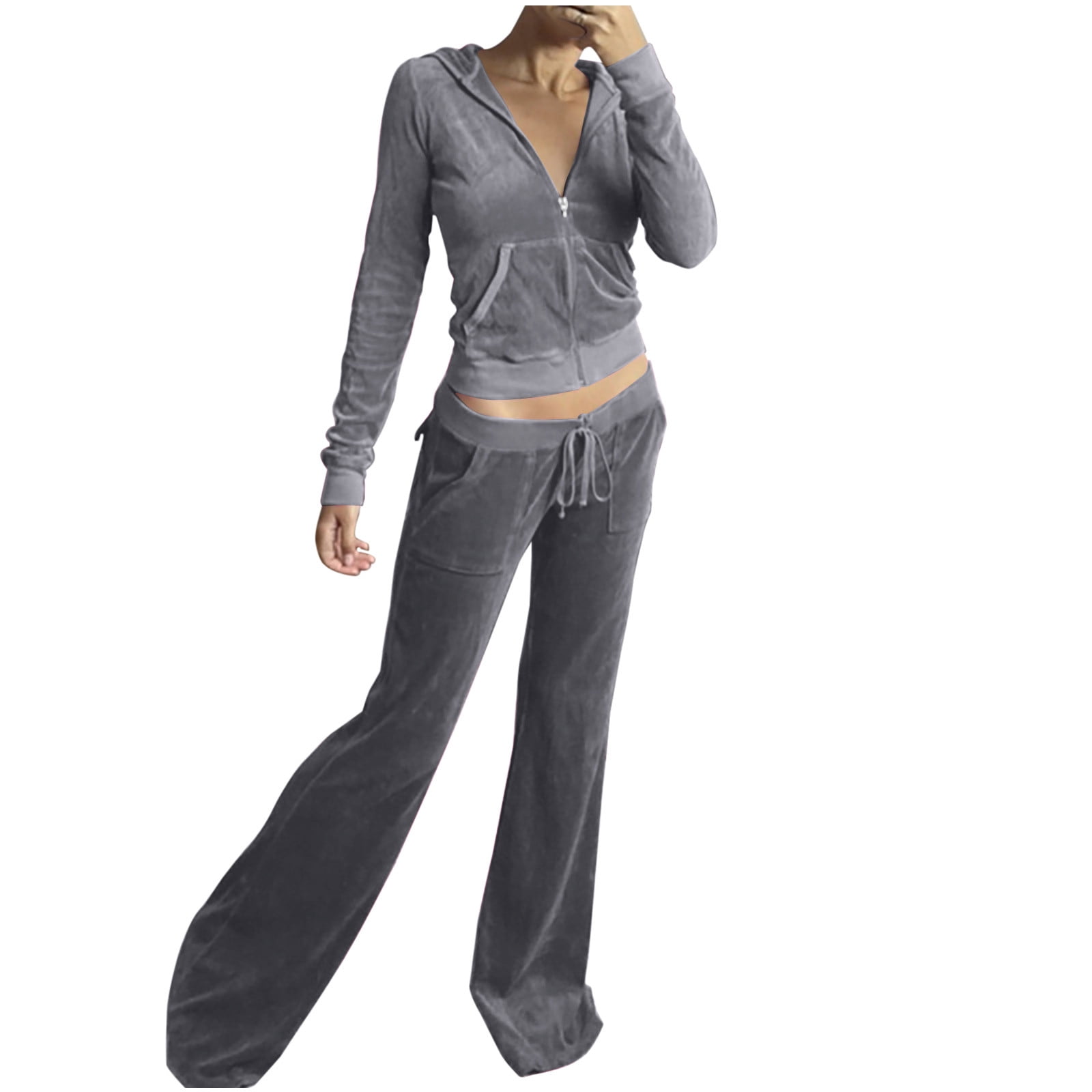 ★24-25FW新作★GROVE★VELOUR SWEATSHORTS Women's 2 Piece Velour Tracksuit Set Heart Print Long Sleeve