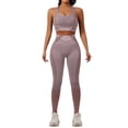 thumbnail image 1 of Women's 2 Piece Workout Set, Seamless Yoga Bra and High Waist Butt Lifting Yoga Pants, High Compression Fitness Outfit for Gym, Running, Yoga and Daily Wear-Khaki, 1 of 4