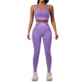 thumbnail image 1 of Women's 2 Piece Workout Set, Seamless Yoga Bra and High Waist Butt Lifting Yoga Pants, High Compression Fitness Outfit for Gym, Running, Yoga and Daily Wear-Purple, 1 of 4