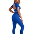 thumbnail image 1 of Women's 2 Piece Workout Sets Short Sleeve Crop Tops High Waist Leggings Pants Sets Athletic Workout Gym Outfits Clothes, 1 of 6