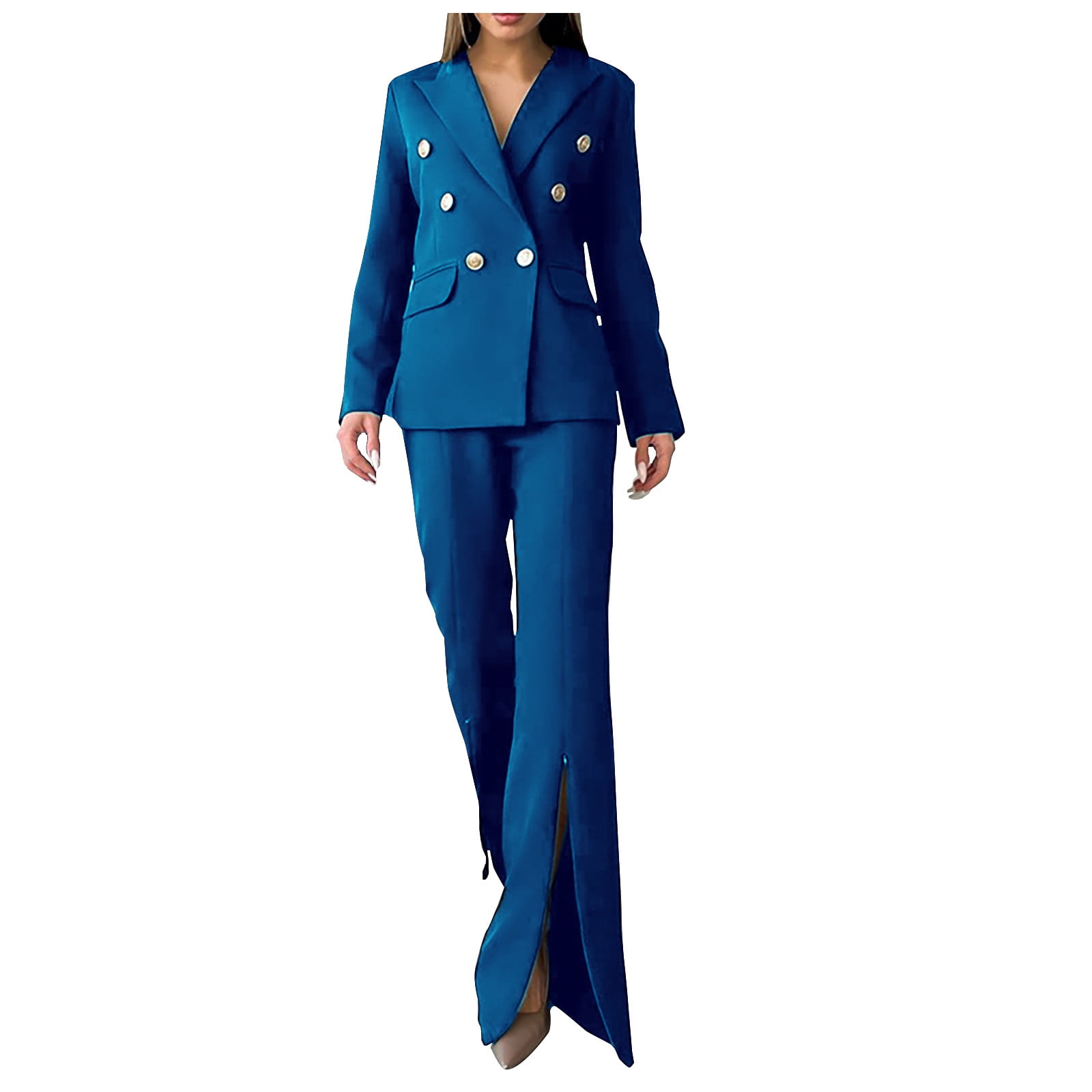 Women Suits 2 Piece Set Double Breasted Pant Suits for Women