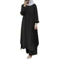 thumbnail image 1 of Women's 2 Pieces Sets Long Sleeve Button Down Shirt And Pants Abaya Casual Dress Dubai Outfits, 1 of 4
