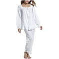 thumbnail image 1 of Women's 2 Set Cotton Sleepwear Victorian Pajama Set Long Sleeve Nightgown, 1 of 4