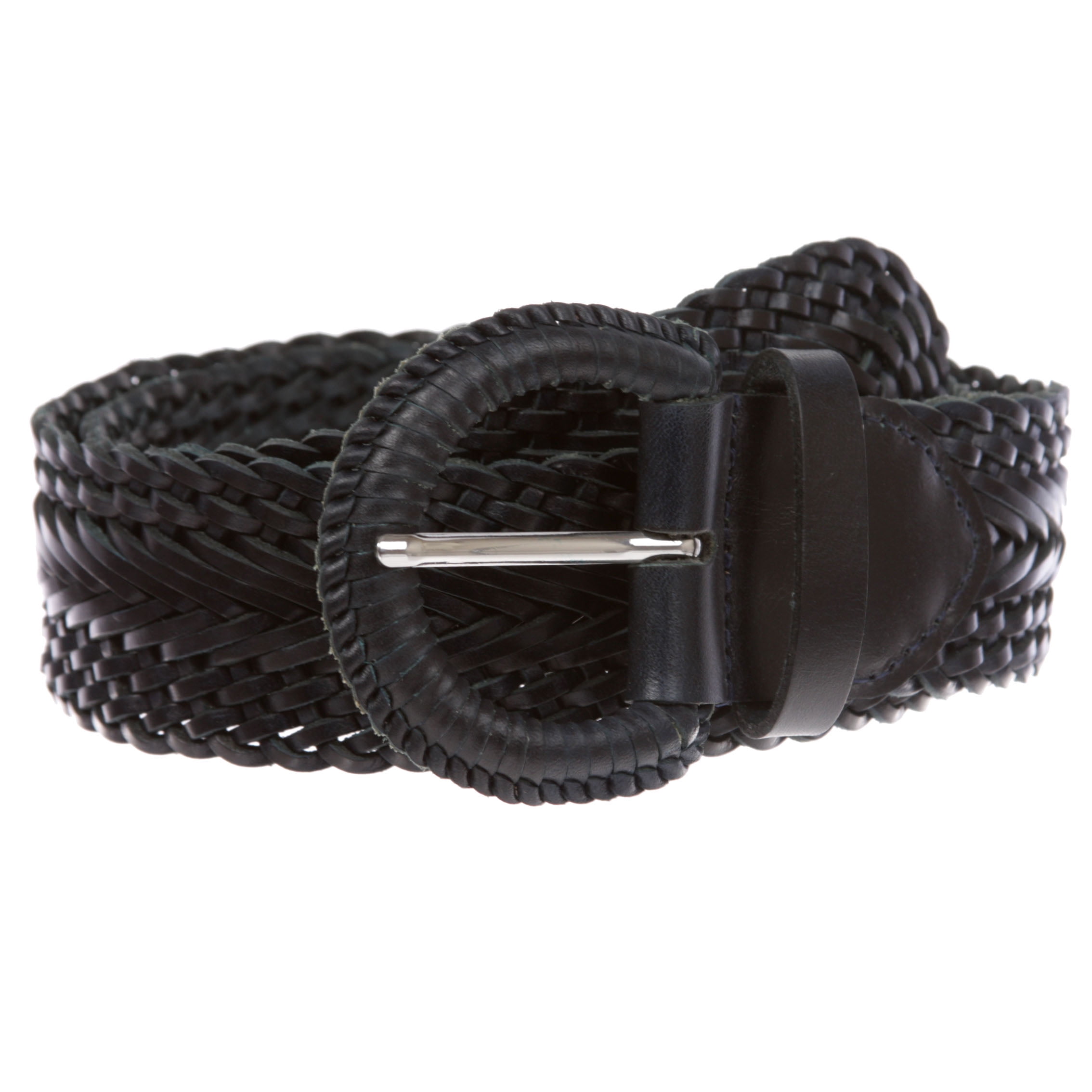 Women's 2 Wide Braided Woven Round Leather Belt