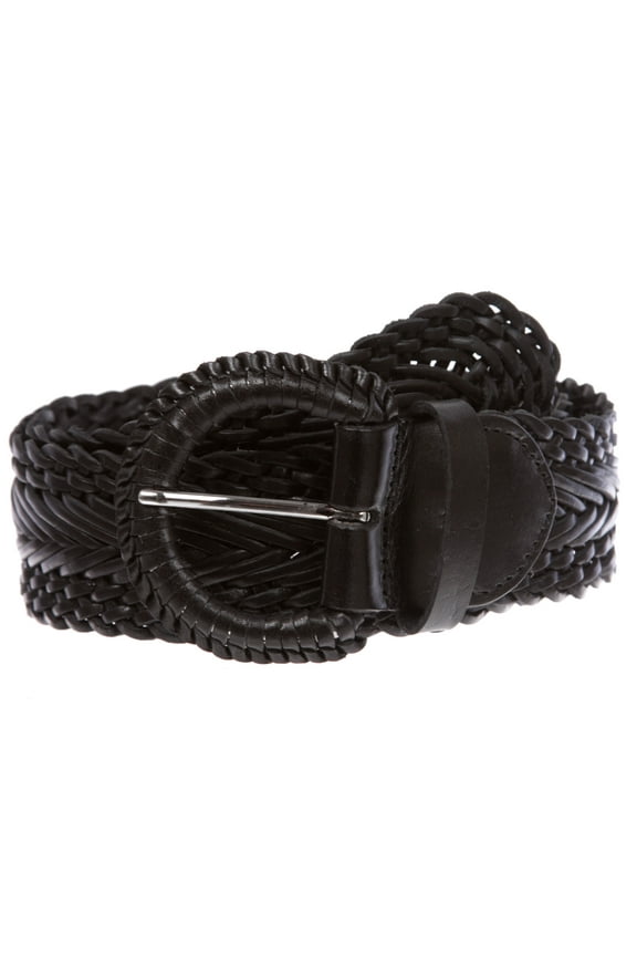 Women's 2" Wide Braided Woven Round Leather Belt