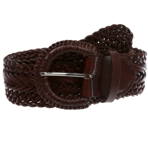 Women's 2" Wide Braided Woven Round Leather Belt