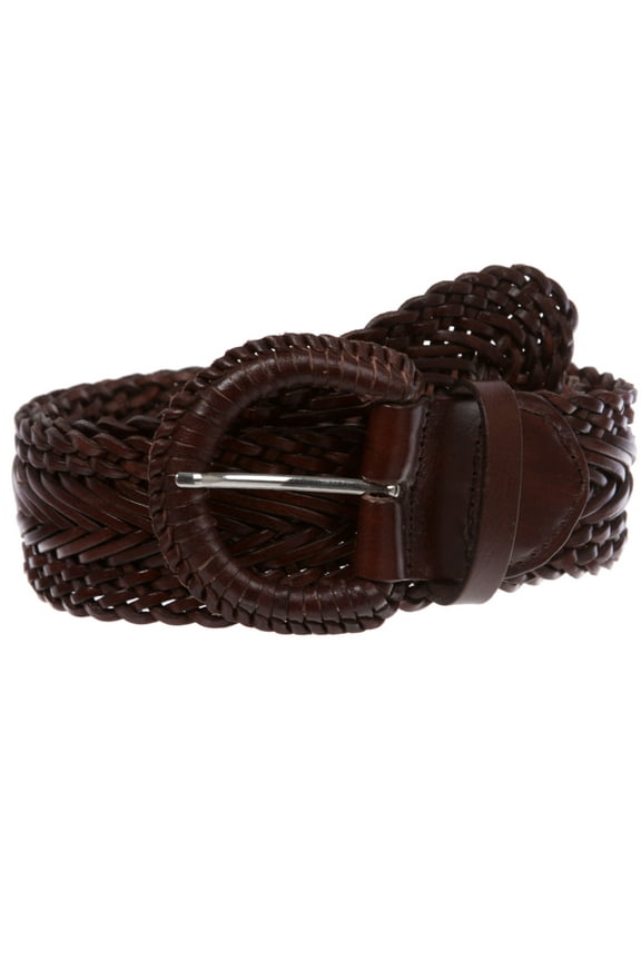 Women's 2" Wide Braided Woven Round Leather Belt