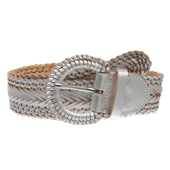 Women's 2" Wide Braided Woven Round Leather Belt