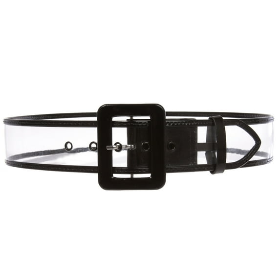 Women's 2" Wide Color-Trimmed Patent Leather Transparent Jelly Clear Belt