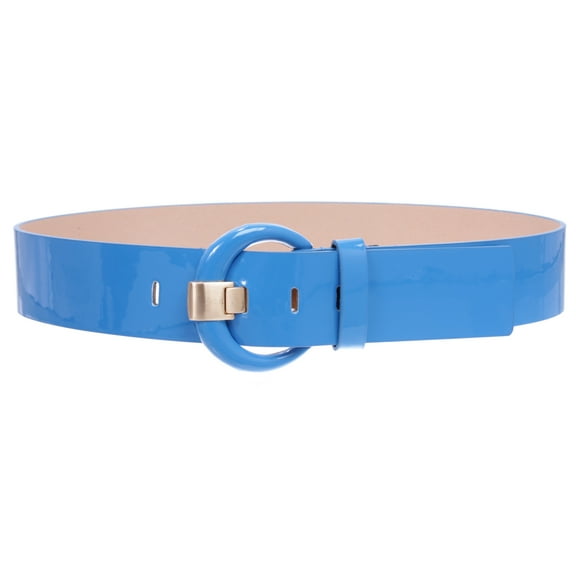 Women's 2" Wide High Waist Patent Leather Fashion Round Belt