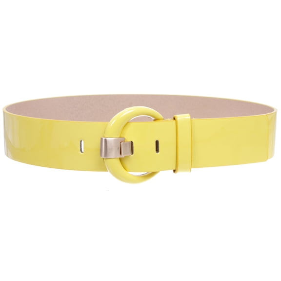 Women's 2" Wide High Waist Patent Leather Fashion Round Belt