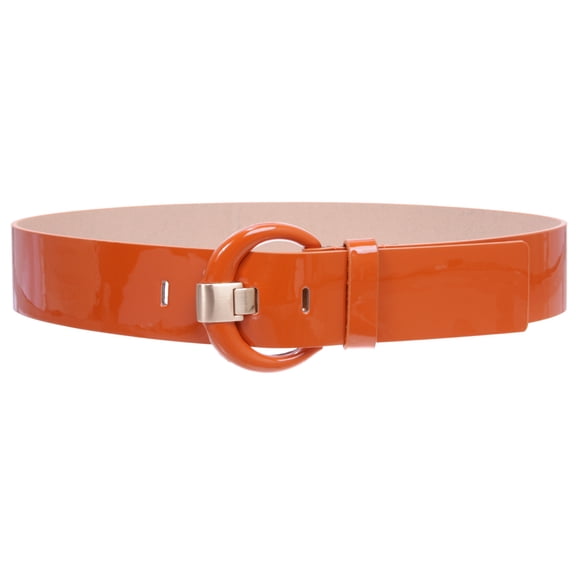 Women's 2" Wide High Waist Patent Leather Fashion Round Belt