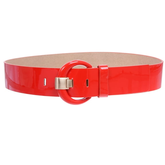Women's 2" Wide High Waist Patent Leather Fashion Round Belt