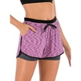 thumbnail image 1 of Women's 2 in 1 Athletic Shorts with Liner Lightweight Quick-Dry Workout Active Yoga Shorts with Pockets, Purple, XS, 1 of 7