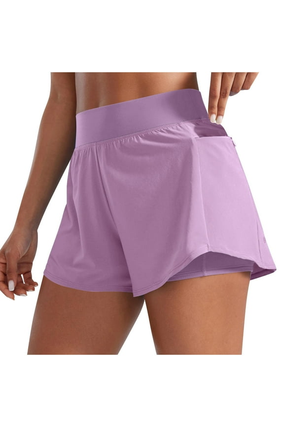 Women's 2-in-1 Butterfly Tennis Shorts High Waisted Short Pants - Quick-Dry Running Yoga Athletic Shorts with Liner