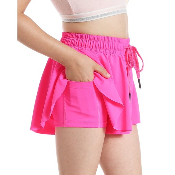 Women's 2 in 1 Running Shorts High-Split Athletic Short High Waisted 3" Liner Workout Gym Short with Pockets