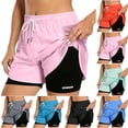 thumbnail image 1 of Women's 2 in 1 Running Shorts with Liner Pockets Quick Dry Athletic Workout Gym Shorts, 1 of 9