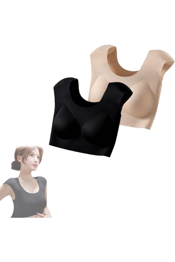 Women’s 2-in-1 Seamless Underwear with Built-in Shoulder Pad,High Elastic Comfortable Wireless Bra