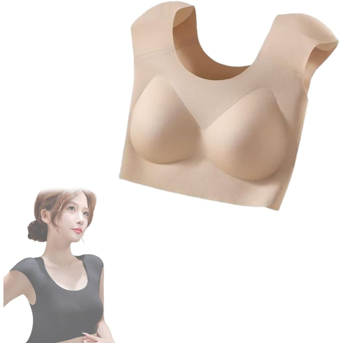 Women’s 2-in-1 Seamless Underwear with Built-in Shoulder Pad,High Elastic Comfortable Wireless Bra