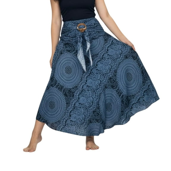 Women’s 2-in-1 Smocked Maxi Skirt & Boho Sundress, Convertible High Waist Asymmetric Hem