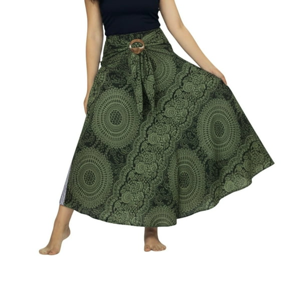 Women’s 2-in-1 Smocked Maxi Skirt & Boho Sundress, Convertible High Waist Asymmetric Hem