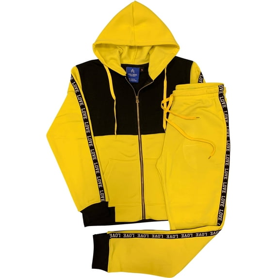 Women's 2-piece Fleece Sweatsuit Love Stripe sweat jacket & Jogger Sweatpants Outfit