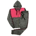 thumbnail image 1 of Women's 2-piece Fleece Sweatsuit Love Stripe sweat jacket & Jogger Sweatpants Outfit, 1 of 2