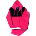 thumbnail image 1 of Women's 2-piece Fleece Sweatsuit Love Stripe sweat jacket & Jogger Sweatpants Outfit, 1 of 3