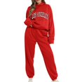 thumbnail image 1 of Women's 2022 Fall Two Piece Hoodie & Sweatpants Set - Polyester/Spandex, Casual Workout Tracksuit, 1 of 4