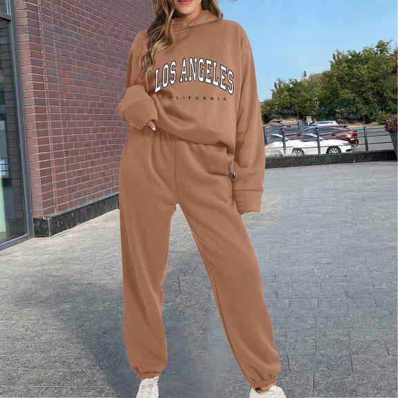 Women's 2022 Fall Two Piece Outfit Sets It Long Sleeve Hoodies Pullover Sweatshirt Sweatpant Casual Workout Tracksuit Womens Petite Pant Suits Pantsuit for Women Party Wedding Mesh Pant Set Lady Suits