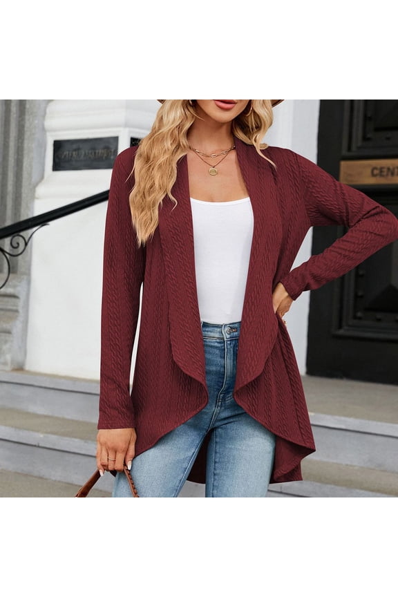 Women's 2023 Autumn And Winter Long Sleeved Solid Color Loose Cardigan Top Women's Knitted Coat Limited Sweater Women Women's Long Sweaters for Leggings Lightweight Summer Cardigans Holiday Sweater