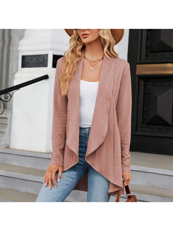 Women's 2023 Autumn And Winter Long Sleeved Solid Color Loose Cardigan Top Women's Knitted Coat Petite Sweaters for Women Petite Length Slouchy Cardigan Hooded Open Front Cardigan Kimonos for Women