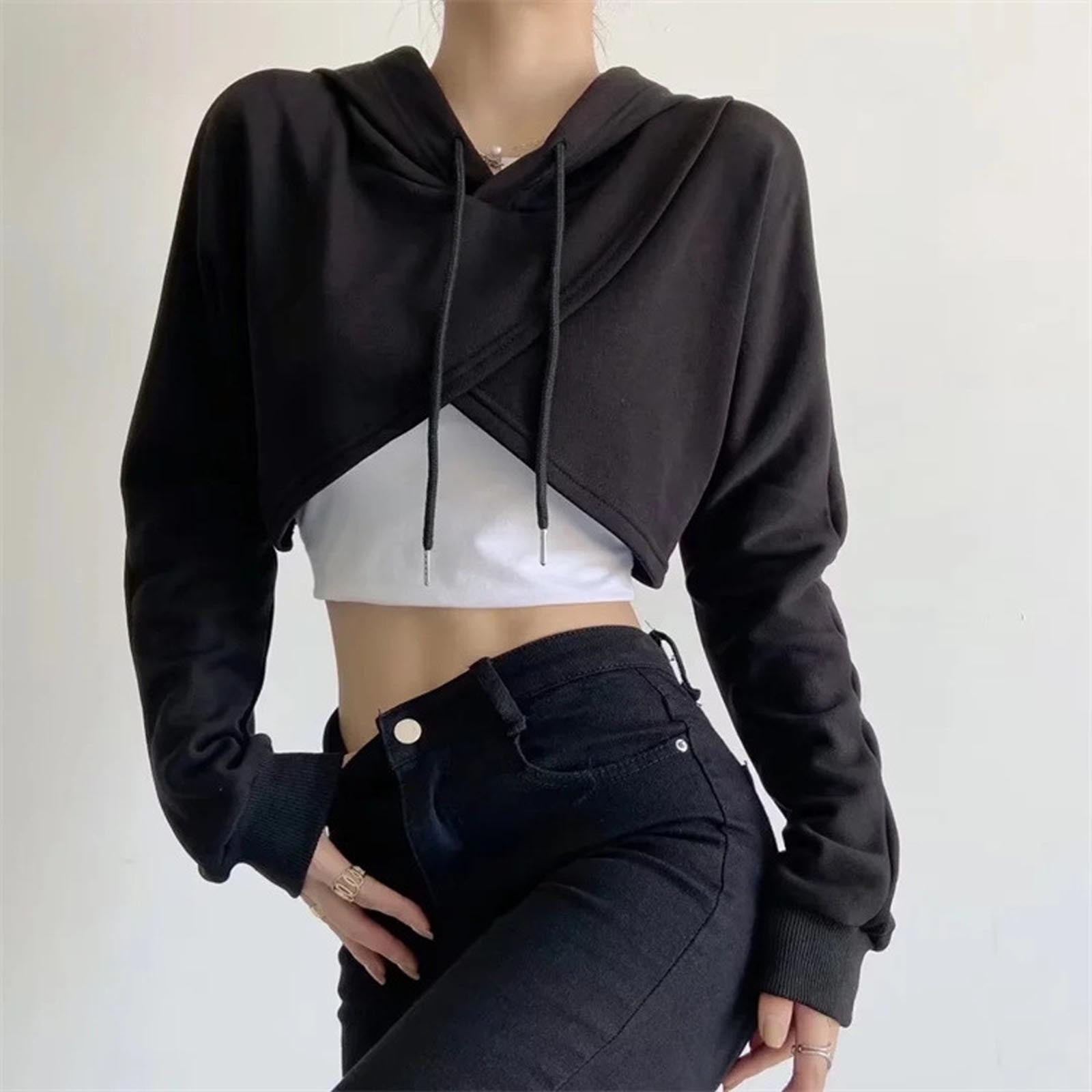 Criss cross neck clearance hoodie
