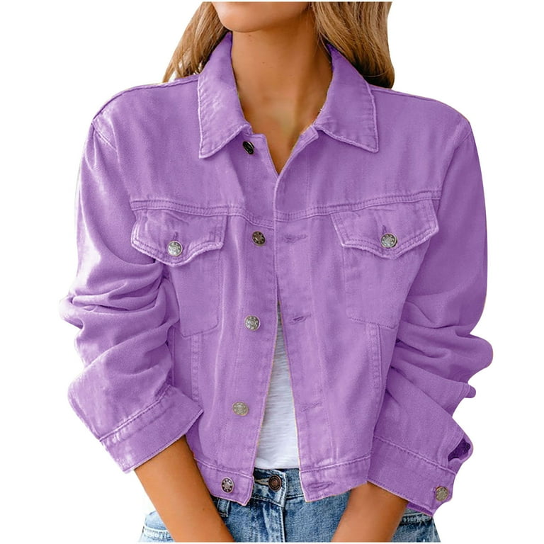 Colored denim jacket plus size online