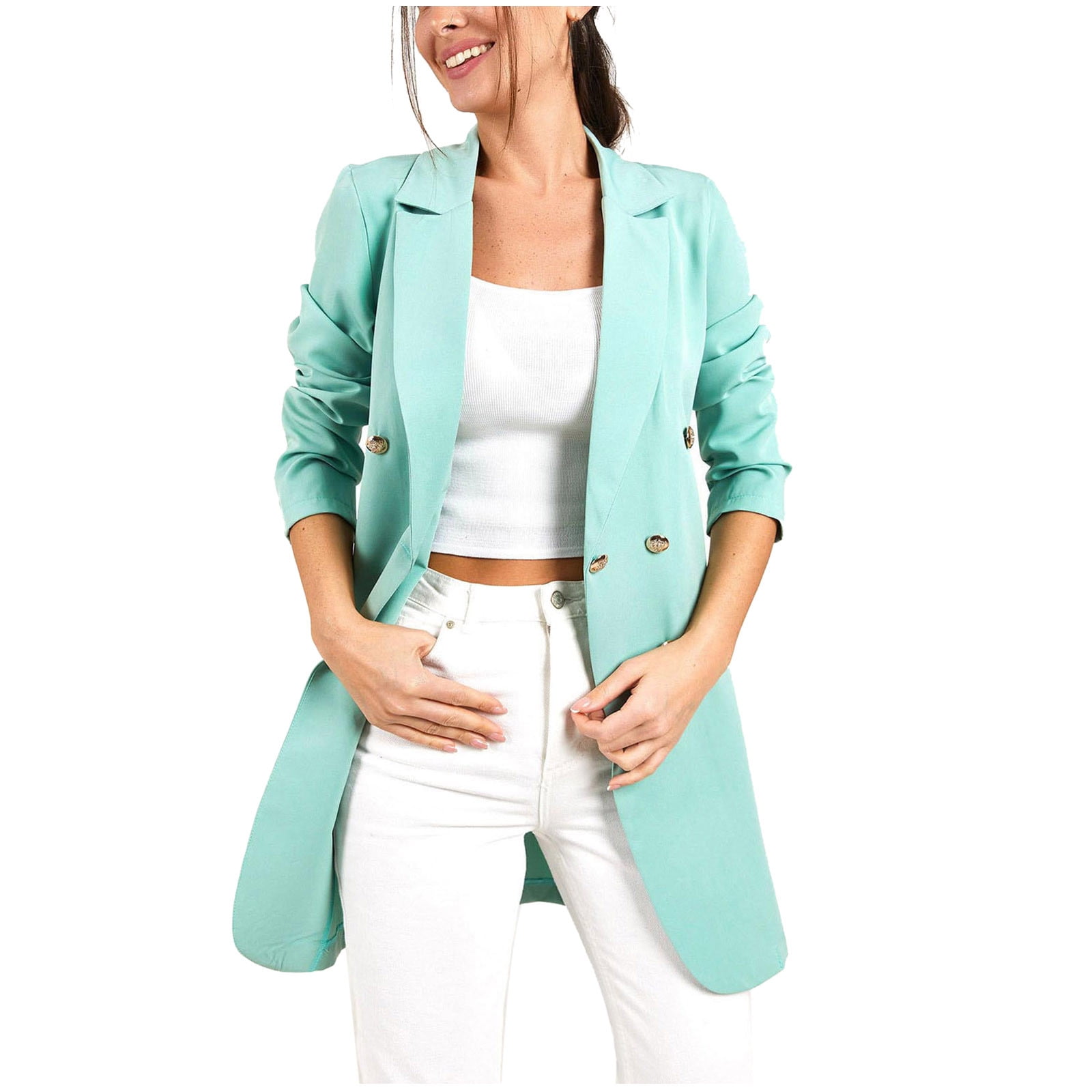Women Fall Fashion 2023 Blazer Solid Color Lapel Jacket Casual Office  Blazers Open Front Business Button Work Jackets Sale Items Clearance Prime  Cheap 