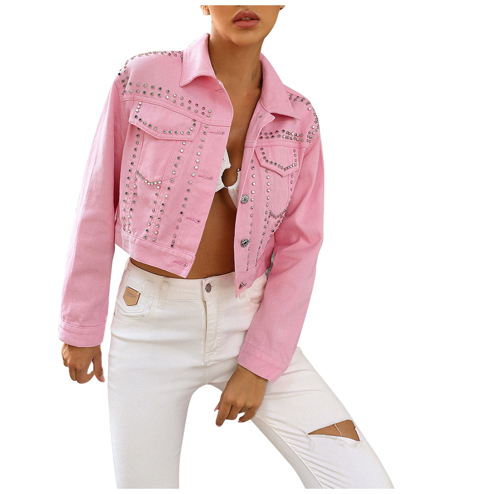 With Ease Pink Colorblock Denim Jacket