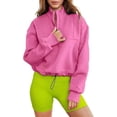 thumbnail image 1 of Women's 2023 Fall Half Zip Pullover Tops Long Sleeve Sweatshirt Quarter Zip Lapel Hoodie Sweater Teen Girls Fall Clothes, 1 of 4