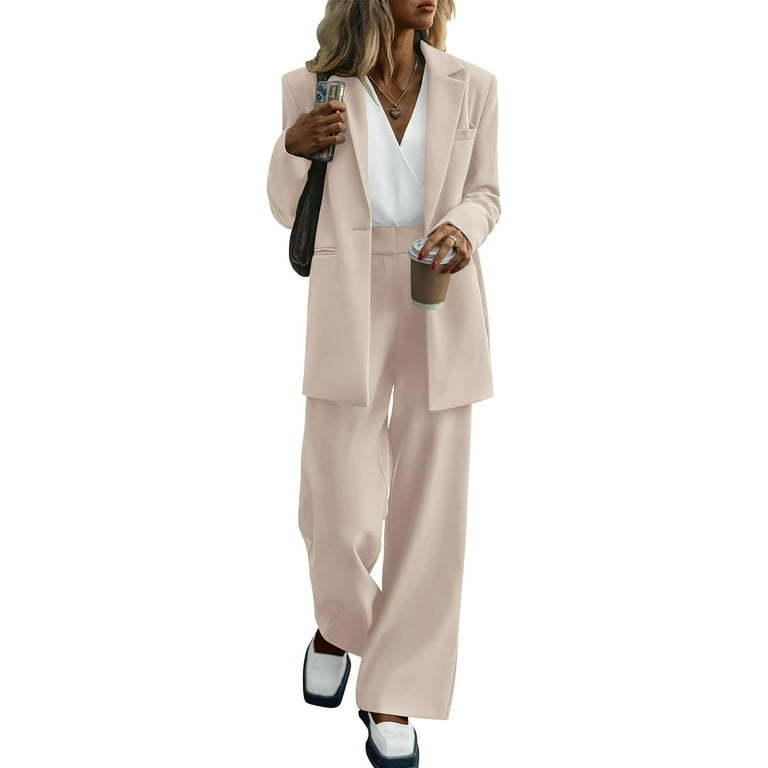 QIGUANDZ 2023 Fall Oversized Suit Sets Women Two Piece Outfits Blazer  Jacket and Wide Leg Pants Casual Dressy Solid Suits : : Clothing,  Shoes