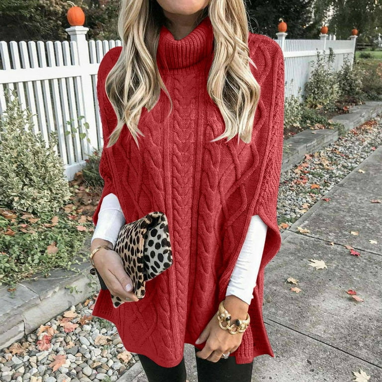 DIY Poncho Style Knit Pullover Sweater Outfit Pattern